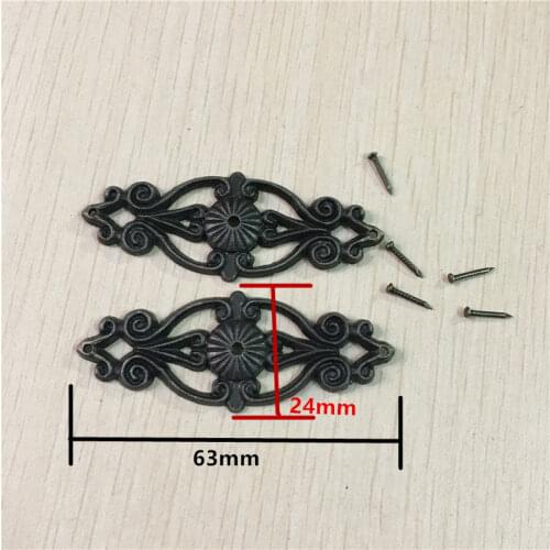 Bronze Zinc Alloy Wooden Box Coner,Wine Box Protector,Embellishment Findings Flower Corners Antique Hollow Flowers,63*24mm,40Pcs