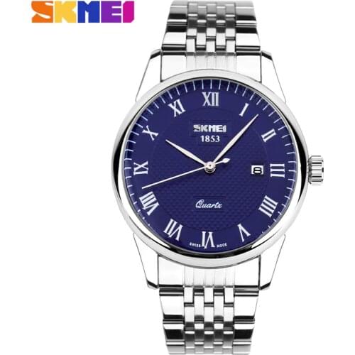 SKMEI Japan Quartz movement Mens Watches Male Clock Wristwatches Relogios Masculino 9058 Stainless Steel Leather Strap 2 style