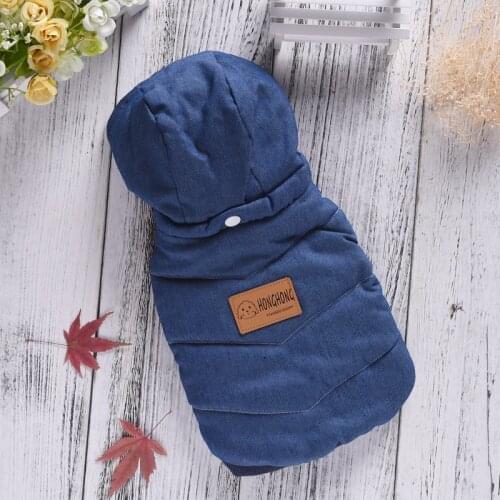Denim Blue Pet Hoodie Warm Sweater Dog Clothes With Hat Coat Two Feet Costume for Small Cat Puppy Vest Pitbull Pug Shop Supply