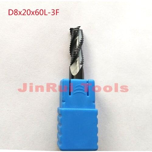 1pc 8mm D8*20*D8*60 HRC55 3 Flutes Solide Carbide Roughing End Mills CNC router bit milling cutter Tools knife fresa