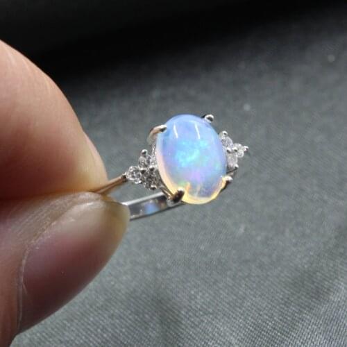 Hot-sale opal engagement ring for girl 7 mm * 9 mm natural opal silver ring classic sterling silver opal ring can choose stone