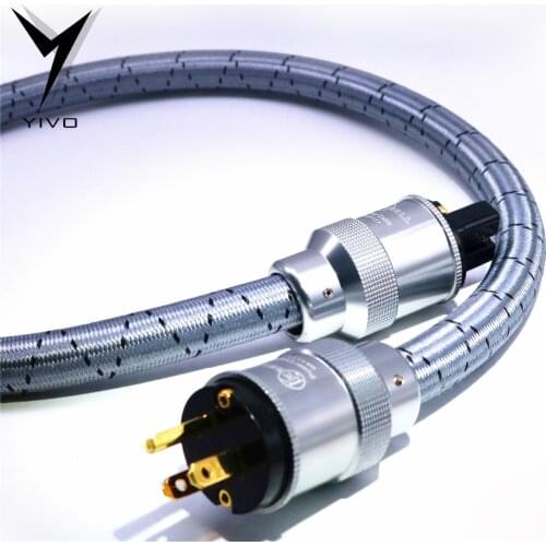 0.5m ~ 5m Hi-End US EU IEC AC plug OFC power cable CD amplifier 15A amp braided shield Power cables Electrical line Wire Cord