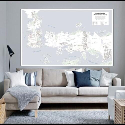 150*100 cm Map of Russia Canvas Painting In Russian Wall Stickers Posters and Prints Home Decoration School Supplies