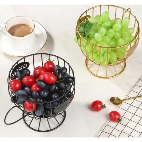 Fruit Basket Hollow-Carved Design Large Capacity Wrought Iron Thick Vegetable Storage Holder for Home Organizer Baskets