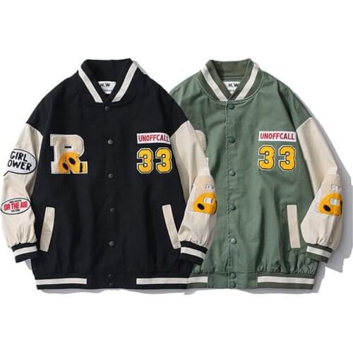 Oversize Embroid Letter Women Baseball Jacket Unisex Couple Mens Boyfriend Style Bomber Coat Varsity