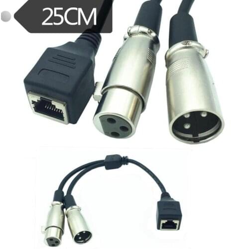 LBSC RJ45 Ethernet Female to 3 Pin XLR Female and Male Adapter Converter Cable