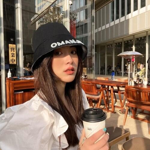 Wearable on Both Sides Hat Letter Embroidery Ladies Fisherman Hats Korean Version of The Wild Simple Shade Mens Bucket Cap
