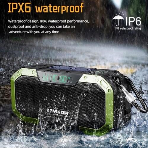 6 Colors Multifunctional Bluetooth Speaker Radio Solar Hand Crank Dynamo Powered IPX6 Weather Radio Use Emergency Speakers