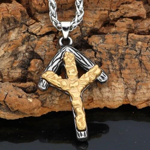 Noridc Viking Rune Stainless Steel Necklace For Men With Valknut Gift Bag