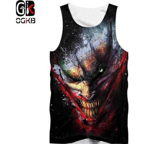 OGKB Unisex Hiphop Punk Sexy Sleeveless Shirt Women/mens Funny Print Joker 3d Tank Top Man Singlets Vest Plus 5xl Dropshipping