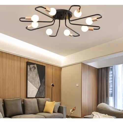 New Nordic LED Chandelier With Round Black Metal Lampshades for Living Room Ceiling Chandelier Bedroom Lustre Lighting Fixture