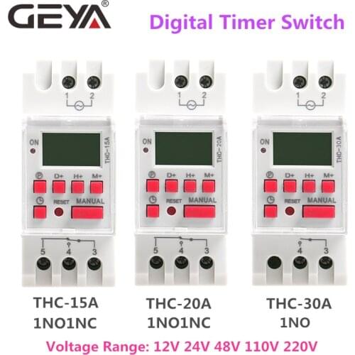 GEYA Weekly Timer Switch Programmable Timer with Battery 7 Days Timer Switch Countdown timer 15A 20A 30A 12V 24V110V 220V 240V
