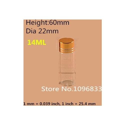 Clear Small Glass Bottles with Golden Aluminum Cap Glass Bottle with Cork Cap Aluminum cap Transparent Cute Glass vial 14ml 24ps
