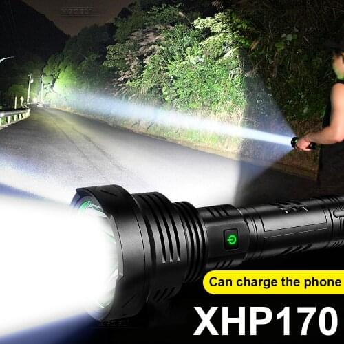 Most Powerful Led Flashlight USB Rechargeable XHP170 Tactical Torch Light 18650 Waterproof camping fishing working hand lantern