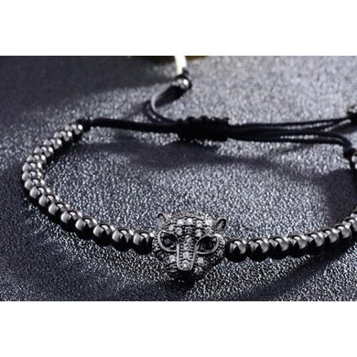 Silver gold copper Gun black leopard micro pave cz zircon cubic zirconia Bracelet adjusted Macrame Charm Braided xcf23 Bangles
