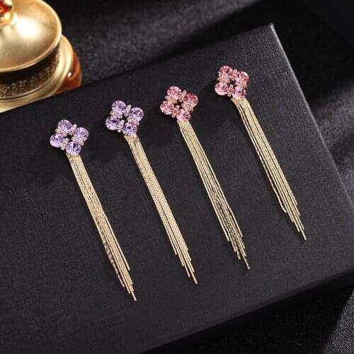 Super Flashing Tassel Flower Earrings New Trendy Temperament Net Red Earrings Niche Design Earrings Female Jewelry Gifts