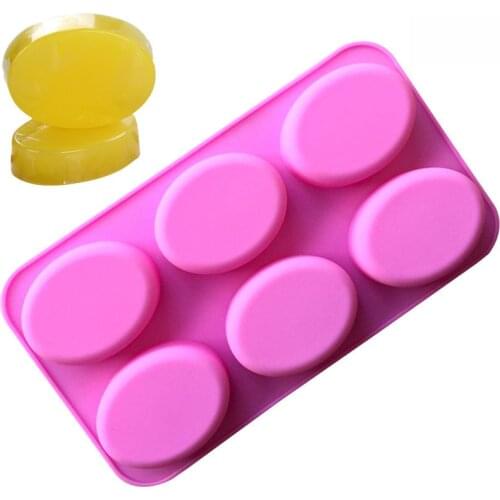 6 Cavities Oval Shape Silicone Fondant Mold Soap Mould
