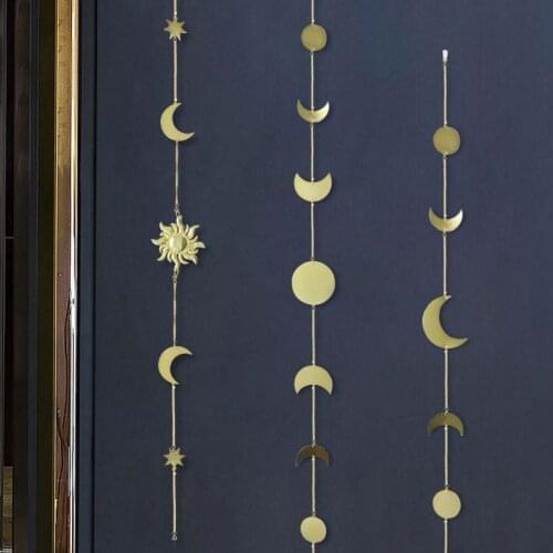Moon Phase Garland Chains Celestial Boho Shining Wall Hanging Decor Home Office