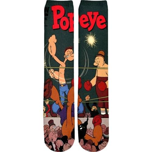 PLstar Cosmos Cartoon Harajuku Popeye Spinach Sailor Streetwear Sock Funny 3dPrint Socks Man/Woman Casual Socks Dropshipping-a4