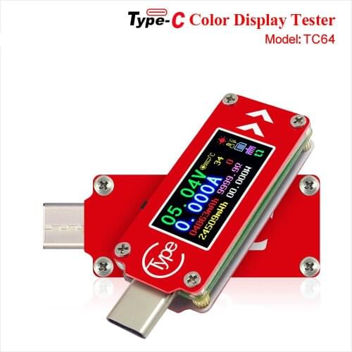 TC64 Type-C color LCD USB Voltmeter ammeter voltage current meter multimeter battery PD charge power bank USB Tester