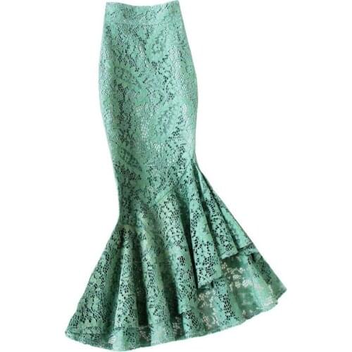 Lace skirt women 2020 summer irregular high waist office lady package hip mermaid trumpet skirt plus size 4XL