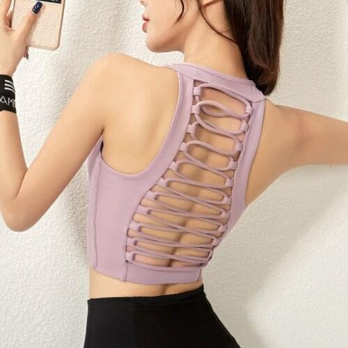 Women Shockproof Sport Bra Backless Yoga Top Cross Bandage Running Vest Girls Gym Workout Underwear Quick Dry Fitness Activewear