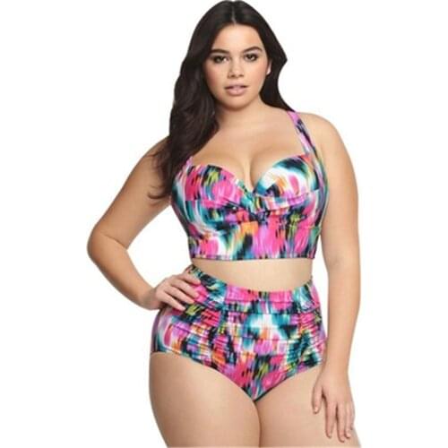 Womens high waist bikini, womens large swimsuit, 5XL swimsuit belt, bikini suit, 2021 new printed gathered bikini swimsuit, se