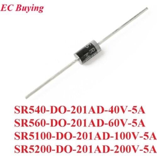 10PCS SR540 SR560 SR5100 SR5200 DO-201AD Schottky Rectifier Diode Rectifier Silicon Bridge Rectifier 40V 60V 100V 200V 5A