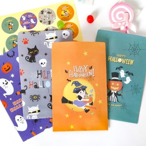 24pcs 11x16cm Halloween Small candy Paper Bag Pumpkin Ghost Halloween Party Gift Bag Baking Gift Wrapping Paper Bag