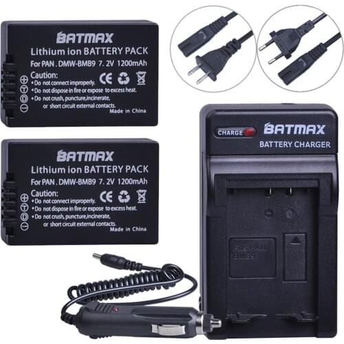 2Pc DMW-BMB9 DMW-BMB9E DMW BMB9 Battery + Single Charger for Panasonic Lumix DMC FZ40K FZ45K FZ47K FZ48K FZ60 FZ70 FZ100