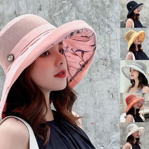 D0LF Summer Cap Versatile Light-Color Visor Sun Protection Traveling Bucket Hat Foldable Wide Brim Outdoors Sports
