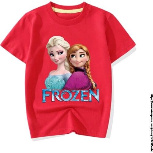 Children t shirt Frozen Elsa clothing Cartoon T-shirt fashion Costume baby Boys Shirts toddler Girls 2021 Summer new top