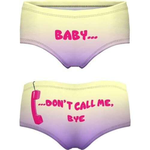 Baby don't call me wiz 3D Printed pink New sexy Panties womens underwear lingerie string femme braguitas mujer