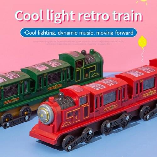 Childrens Electric Train Toy Light Music Track Train Electric Universal Cartoon Lie Che Retro Steam Locomotive Car Model Toys