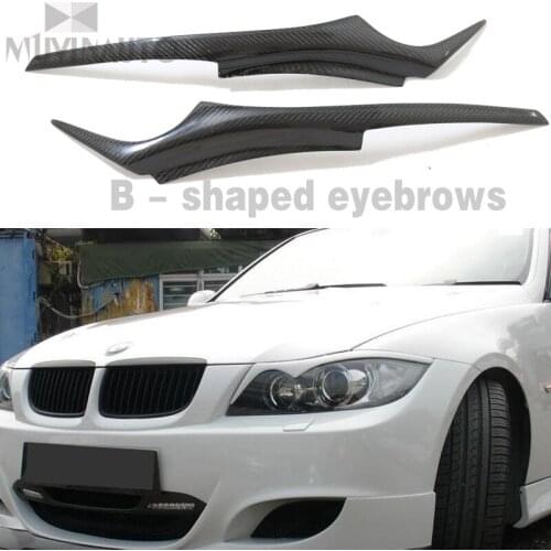 For BMW E90 Carbon Fiber Headlights Eyebrows Eyelids for BMW E90 E91 4DR A B - shaped eyebrows