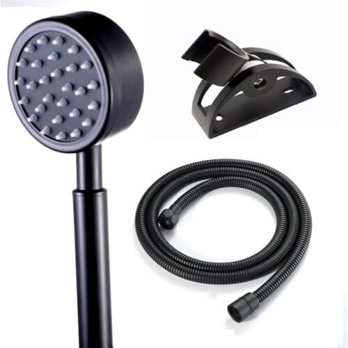 Matt Black Shower Set With Shower Hose Black Rainfall High Pressure Shower Head 304 Stainless Steel Bathroom Shower Accessory