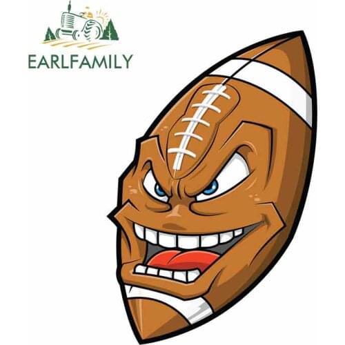 EARLFAMILY 13cm x 8.9cm For Cartoon American Football Angry Face Fine Decal Waterproof Car Stickers Car Assessoires Decor