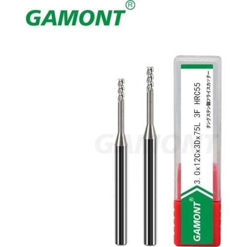 GAMONT Milling Cutter Alloy Coating Tungsten Steel Tool Hrc55 Aluminum Cnc Maching 3 Blade Lengthen Milling Woodding Cutter