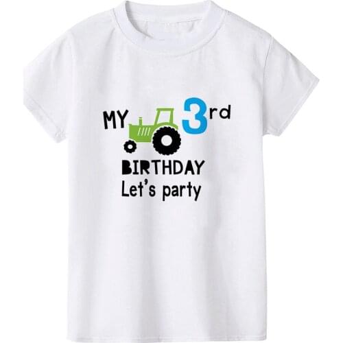 Boys T Shirts Tractor Birthday 1-4 Number Print Kids Tee Tops 2020 Childrens T-shirt for Boys T Shirt Car Birthday T-shirt