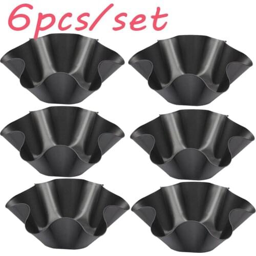 Hot Sale 6pcs Nonstick Ripple Egg Tart Mold Flower Shape Reusable Cupcake and Muffin Baking Cup Tartlets Pans