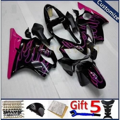 Motorcycle hull For CBR600F4i 2001 2002 2003 01 02 03 CBR600 F4i ABS plastic motor Fairing kit Injection mold pink flames