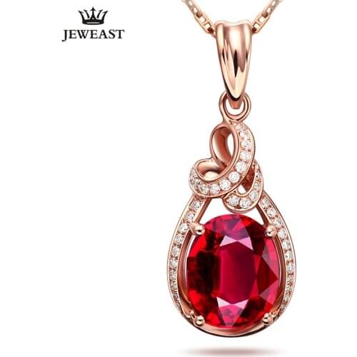 LSZB Natural Red tourmaline 18K Pure Gold Pendant Real AU 750 Solid Gold Upscale Trendy Classic Fine Jewelry Hot Sell New 2020