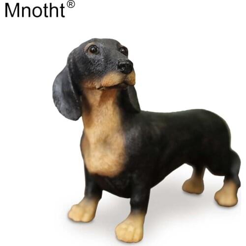 Mnotht 1/6 Black Dachshund Dog Model Simulation Dog Pet Animal Toy Resin Scene Accessory for Action Figure Collection Gift m5n