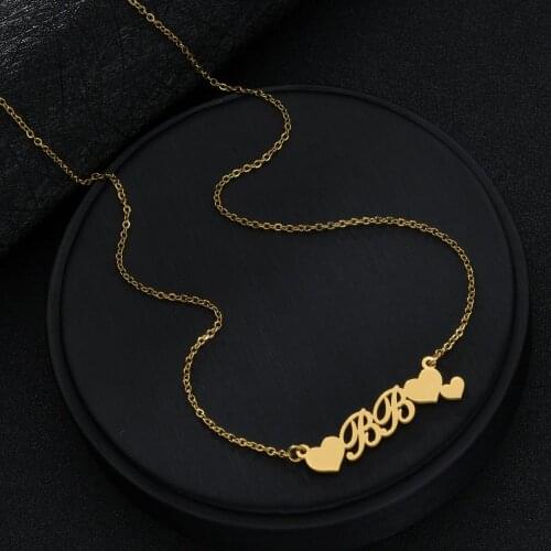 Fashion Customized Multiple Cute Heart Dainty Initial Necklace Personalized Letter Choker Stainless Steel Pendants Jewelry Gift