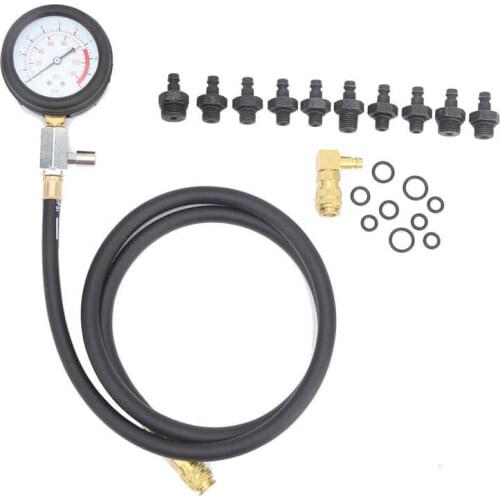 Engine Oil Pressure Test Tool Kit Tester Gauge with Toolbox Low Oil Warning with 90 Degree Coupling Adapter