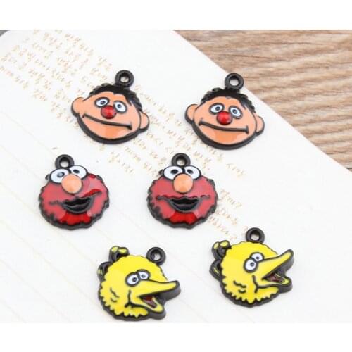 Newest Trendy Colorful Alloy drop oil Black Flatback Cartoon Boys/Monster/Birds Heads Shape Metal Charms Diy Jewelry Pendants