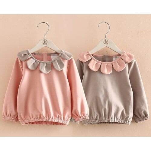 New arrive Girls Autumn Long Sleeve Cotton Tee Shirt Flower T-shirt Girl Kids Clothing