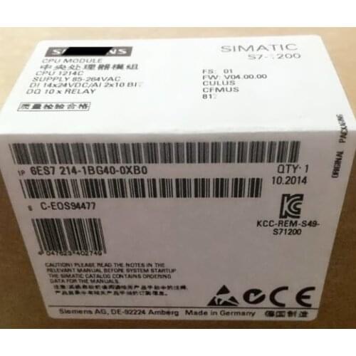 New original PLC inventory 6ES7214-1BG40-0XB0 6ES7 214-1BG40-0XB0