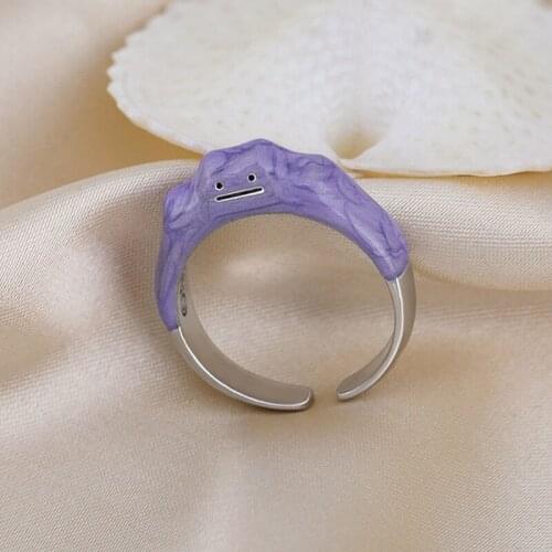 Open Rings Dreamy Purple Cute Smiley Monster Ring Women Girls Fashion Jewelry