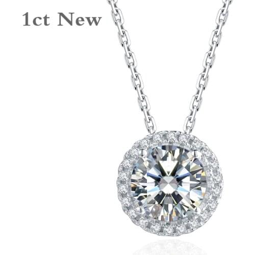 1ct 6.5mm 100% 925 Sterling Silver Moissanite Pendant Necklace Diamond Test Passed Jewelry Love Token Woman Courtship Gift